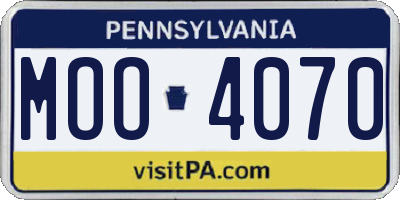 PA license plate MOO4070