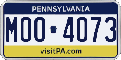PA license plate MOO4073