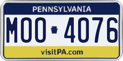 PA license plate MOO4076