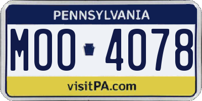 PA license plate MOO4078