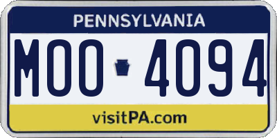 PA license plate MOO4094