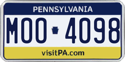 PA license plate MOO4098