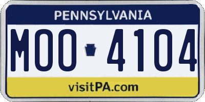 PA license plate MOO4104