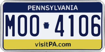 PA license plate MOO4106
