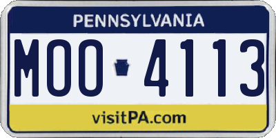 PA license plate MOO4113
