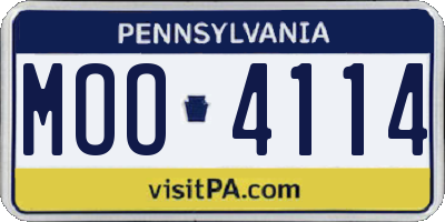 PA license plate MOO4114