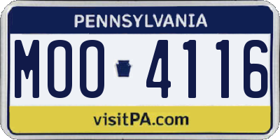 PA license plate MOO4116