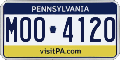 PA license plate MOO4120