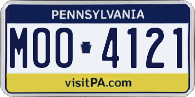 PA license plate MOO4121