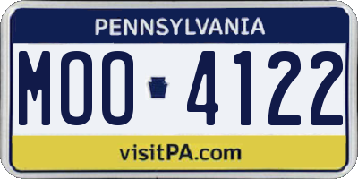 PA license plate MOO4122