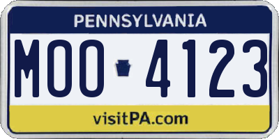 PA license plate MOO4123