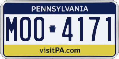 PA license plate MOO4171