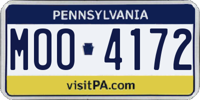 PA license plate MOO4172