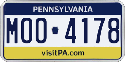PA license plate MOO4178