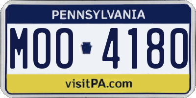 PA license plate MOO4180
