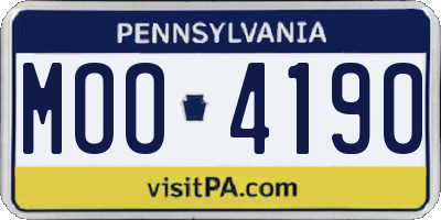 PA license plate MOO4190