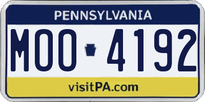 PA license plate MOO4192