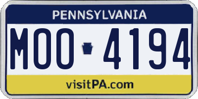 PA license plate MOO4194
