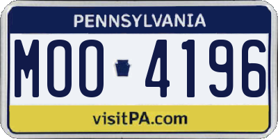 PA license plate MOO4196