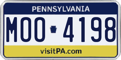 PA license plate MOO4198