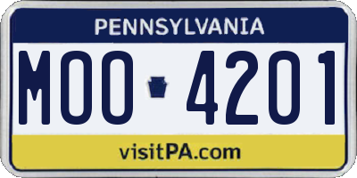 PA license plate MOO4201