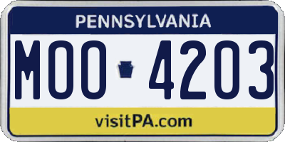 PA license plate MOO4203