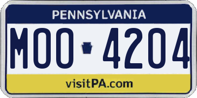 PA license plate MOO4204