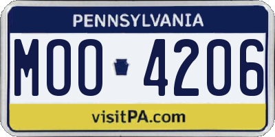PA license plate MOO4206
