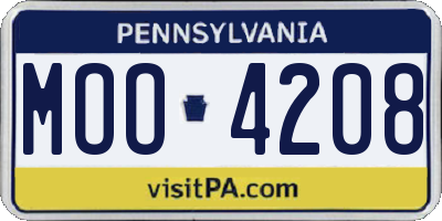 PA license plate MOO4208