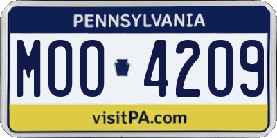 PA license plate MOO4209