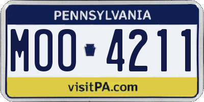 PA license plate MOO4211