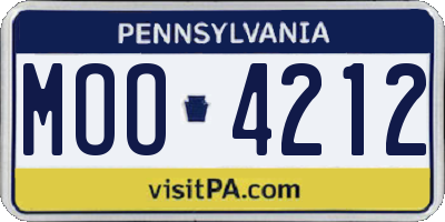 PA license plate MOO4212