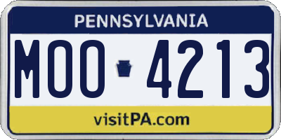 PA license plate MOO4213