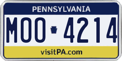 PA license plate MOO4214