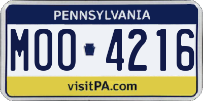 PA license plate MOO4216