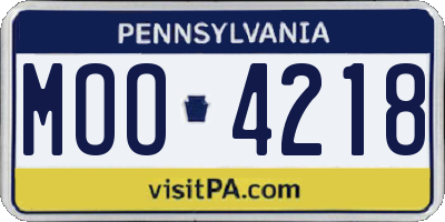 PA license plate MOO4218