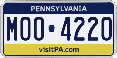 PA license plate MOO4220