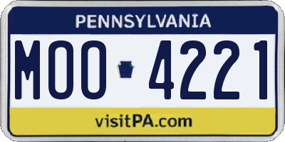 PA license plate MOO4221
