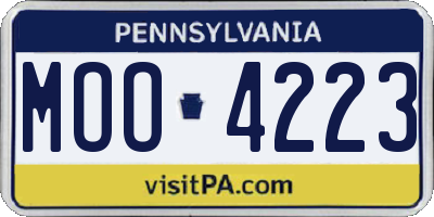 PA license plate MOO4223
