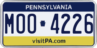 PA license plate MOO4226