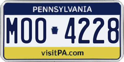 PA license plate MOO4228