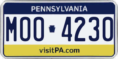 PA license plate MOO4230