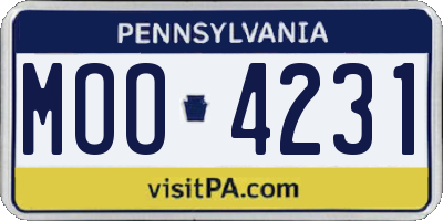 PA license plate MOO4231