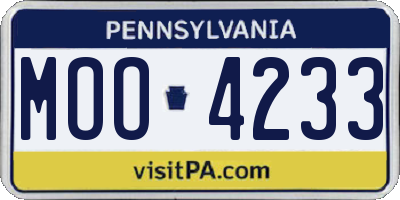 PA license plate MOO4233