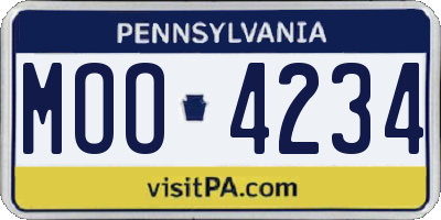 PA license plate MOO4234