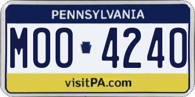 PA license plate MOO4240
