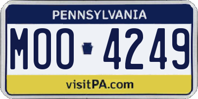 PA license plate MOO4249