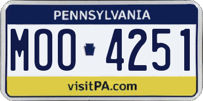 PA license plate MOO4251
