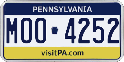 PA license plate MOO4252