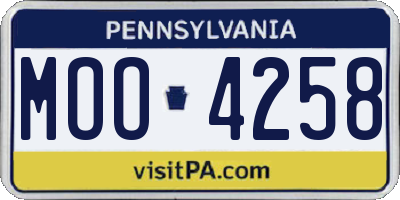 PA license plate MOO4258